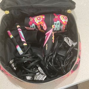 Amika mini hair dryer, straightener travel set